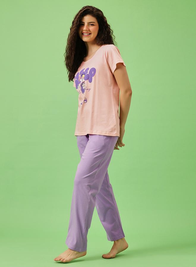 Clovia Lola Bunny Cotton T-Shirt and Pyjama Set - Image 3